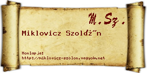 Miklovicz Szolón névjegykártya